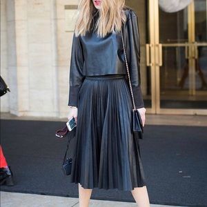 NWT 100% leather pleated skirt